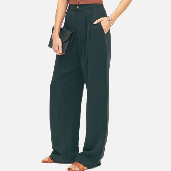 Reformation Mason Wide Leg Pants Size 8 Black High Waist Trousers Pleated Flowy - Picture 1 of 13